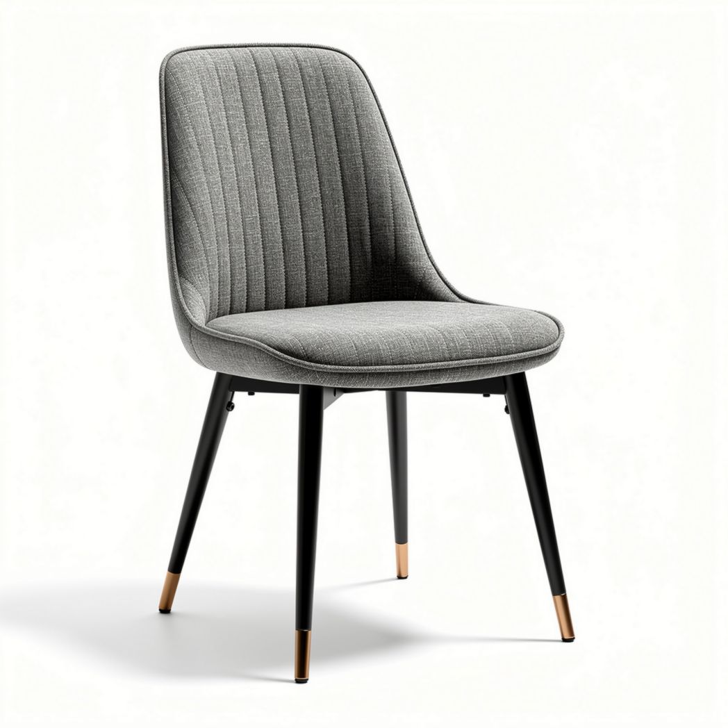 Upholstered dining chair with metal legs and ribbed fabric in gray 45 x 50 x 90cm