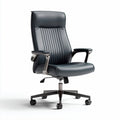 Ergonomic office chair in black leather with height adjustment and swivel base