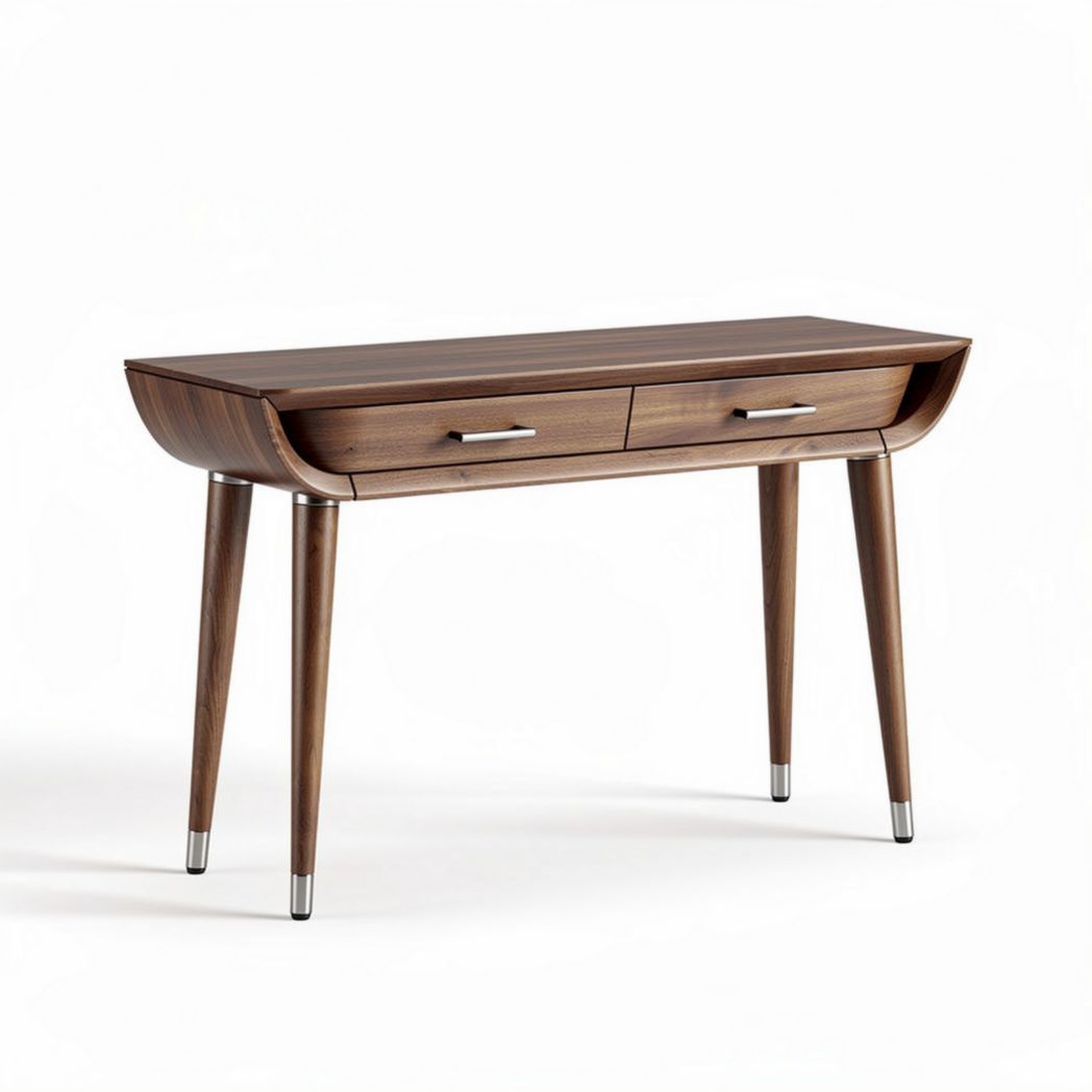 Wooden console table with two drawers in brown finish 150 x 70 x 75cm