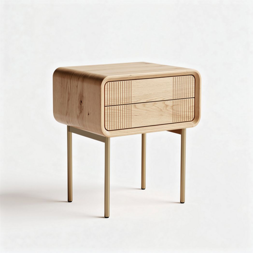 Wooden nightstand with two drawers in natural finish 50 x 40 x 70cm