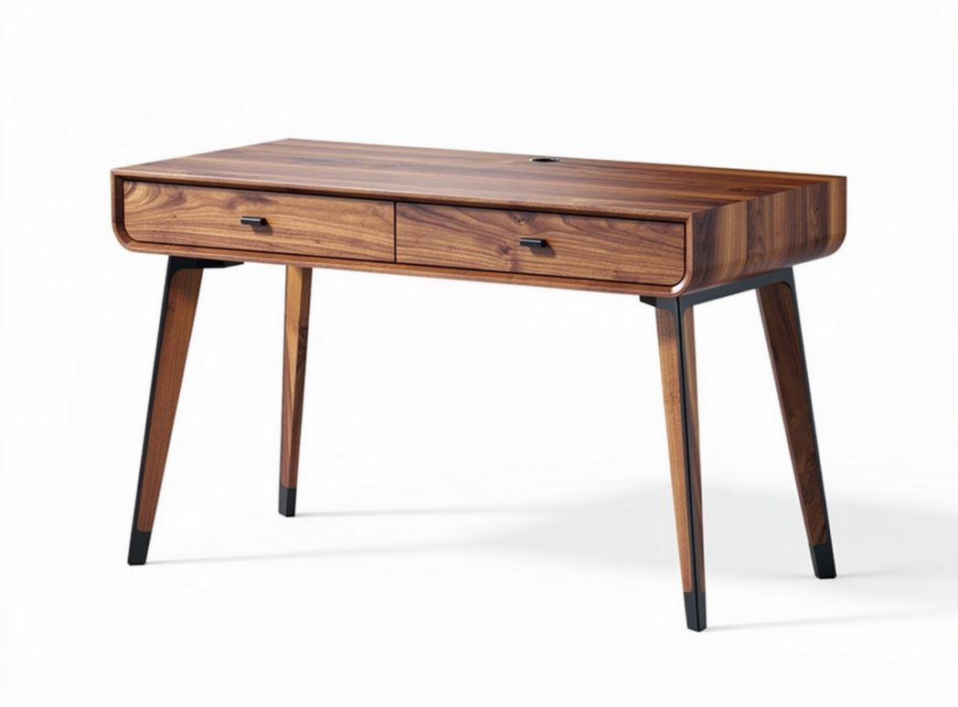 Walnut wood desk with two drawers 120 x 60 x 75cm for home office use