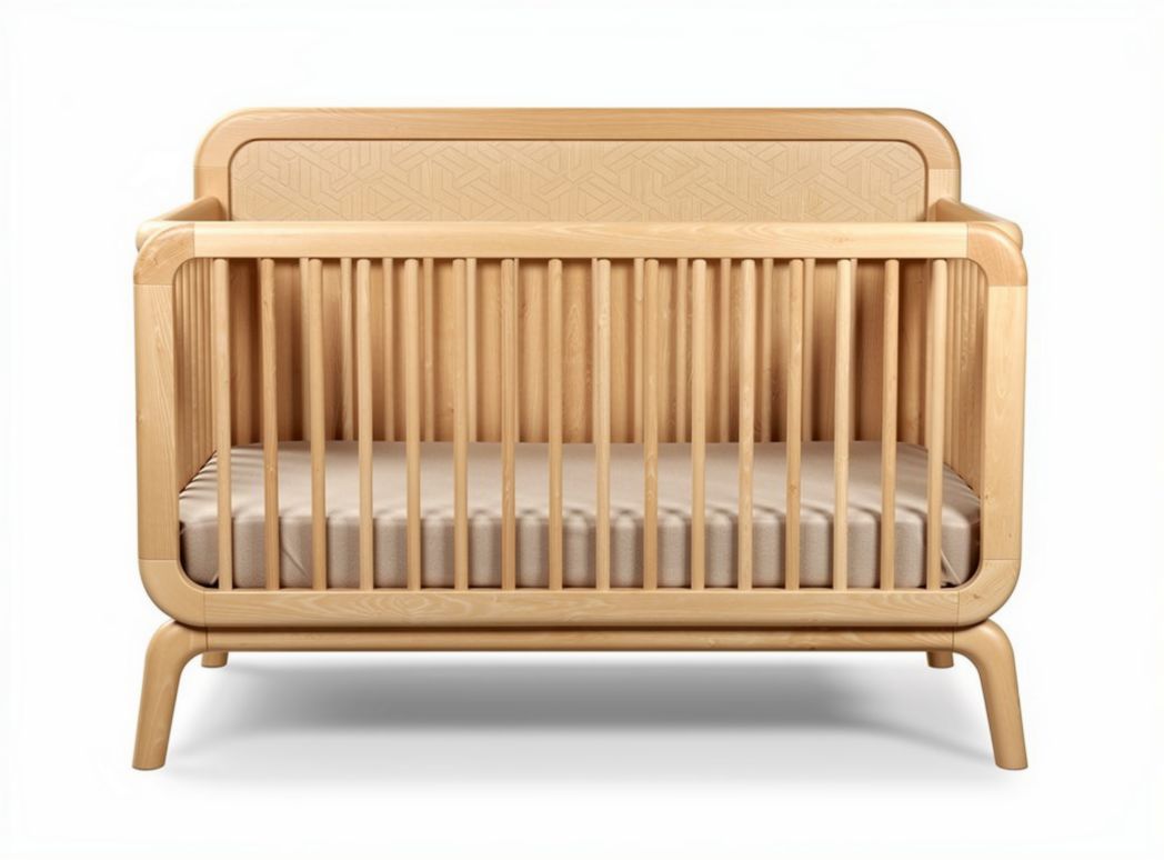 Wooden crib with natural finish for infants 120 x 60 x 90cm