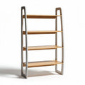 Wood and metal five-tier bookshelf for room organization 90 x 30 x 150cm