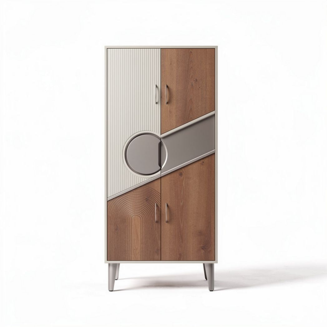Wooden storage cabinet with modern design 80 x 40 x 180cm in brown and gray