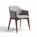 Upholstered dining chair with wood legs and gray fabric dimensions 56 x 55 x 80cm